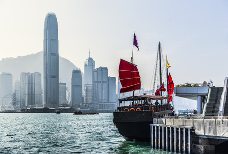 Sailboat at Victoria harbour : Hong Kongの写真素材