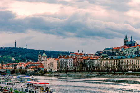 Scenic view of historical center at old town of Prague,Czech Republicの写真素材