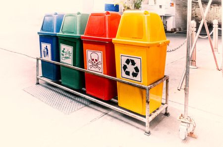 Waste separation plastic bin use for save environmentの写真素材