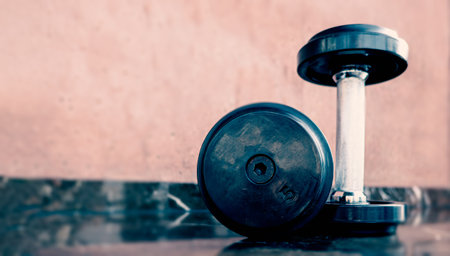 Dumbbell in luxury clubhouse wait for exercise in the morning