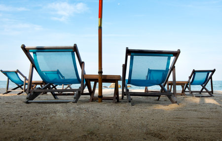 Beach chairs on Pattaya beach,thailand