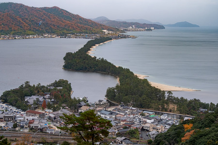 Amanohashidate Kasamatsu Sandbar in  Kyoto , Japan. Amanohashidate is one of Japan's best three scenic view.のeditorial素材