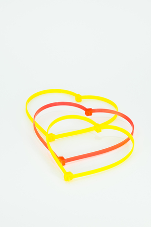 Heart pattern background Made of cable tiesの写真素材
