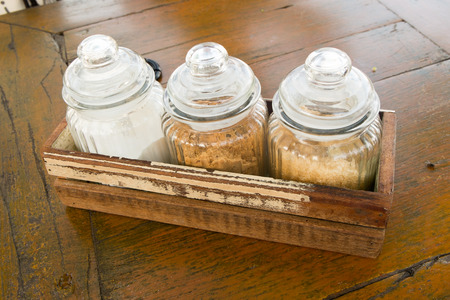Creamer, sugar jar and garnish.の写真素材