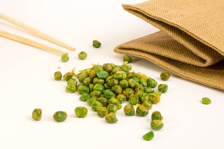 Salted peas On a white backgroundの写真素材