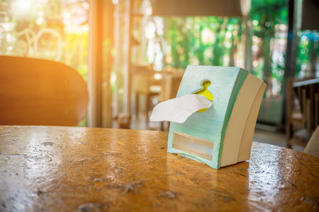 The Tissue On a wooden table.の写真素材