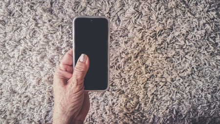 Senior older hands woman Using Smart Phone .