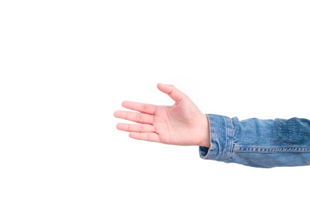 business hand request handshake  isolated on white background , Clipping Pathの写真素材
