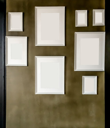 blank picture frame template set for Photo or picture painting art gallery in interior isolated on...