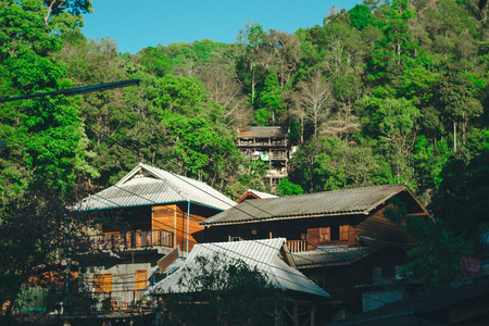 The rural town in the Valley ( Ban Mea Kampong Village in Mea-on )  chiangmai thailandの写真素材