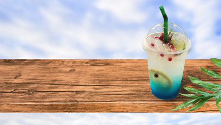Hello summer Drink that gives you refreshing in the summer Concept . Juice, ice cold refreshing on...