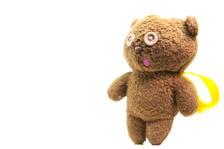 Teddy bears funny faces isolated on white backgroundの写真素材