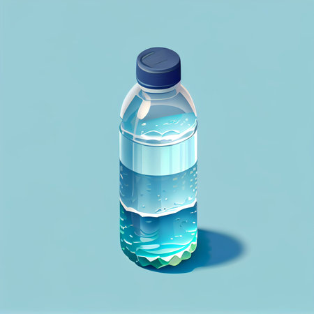 Bottle of water isometric style icon. food and drink made from eco friendly materials concept. water bottle, Generative AI, illustrationの素材