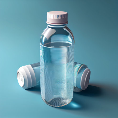 Bottle of water isometric style icon. food and drink made from eco friendly materials concept. water bottle, Generative AI, illustrationの素材