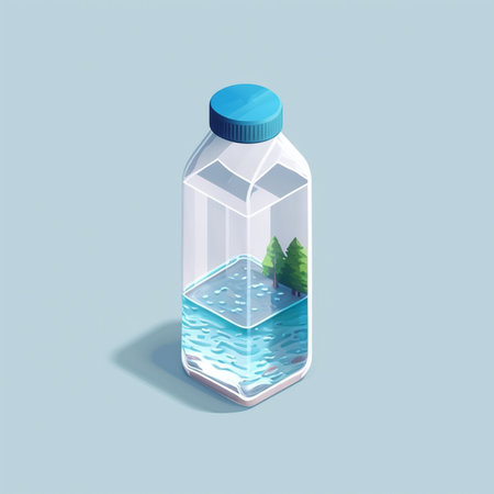 Bottle of water isometric style icon. food and drink made from eco friendly materials concept. water bottle, Generative AI, illustrationの素材