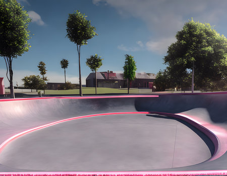 Skate Park in the daytime. unique images, Warm sunshine. Generative AI, illustrationの素材