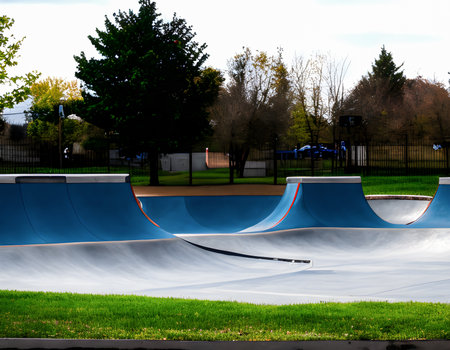 Skate Park in the daytime. unique images, Warm sunshine. Generative AI, illustrationの素材