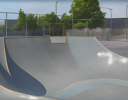 Skate Park in the daytime. unique images, Warm sunshine. Generative AI, illustrationの素材