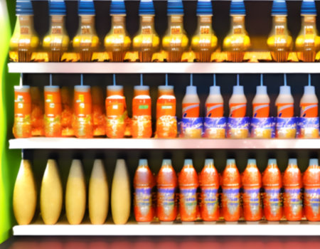 Blurred Background Abstract Bokeh Shelving unit in Shopping store supermarket look at the lights. Generative AI, illustrationの素材