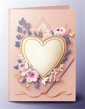 Card for Mother's Day Wishes If you are celebrating. Frame decorated with flowers for Happy Mother's Day Minimal style. Generative AI, illustrationの素材