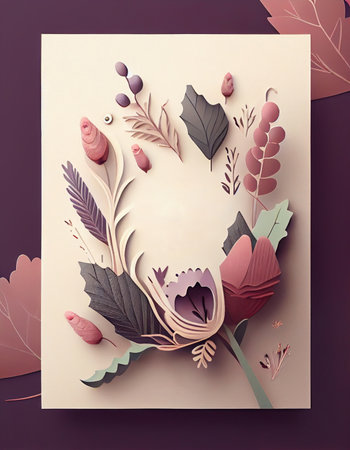 Card for Mother's Day Wishes If you are celebrating. Frame decorated with flowers for Happy Mother's Day Minimal style. Generative AI, illustrationの素材