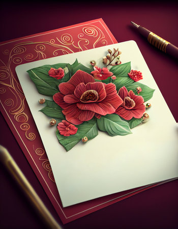 Card for Mother's Day Wishes If you are celebrating. Frame decorated with flowers for Happy Mother's Day Minimal style. Generative AI, illustrationの素材