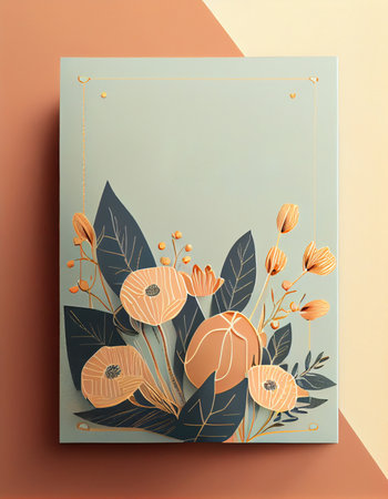 Card for Mother's Day Wishes If you are celebrating. Frame decorated with flowers for Happy Mother's Day Minimal style. Generative AI, illustrationの素材