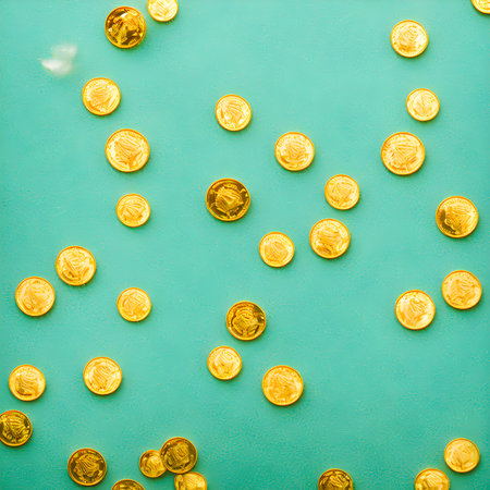 Ancient gold crown and Pyramid with a lot of Gold bullion Explosion. full golden are falling is splashing radially, Ancient gold concept. Generative AI, illustrationの素材