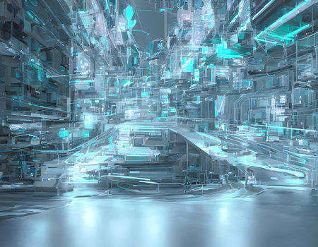 Luxury Futuristic technology transformation background with shine, elements and curve light effect decoration. Futuristic, open Ai, Global Internet connect Ai. Generative AI, illustrationの素材