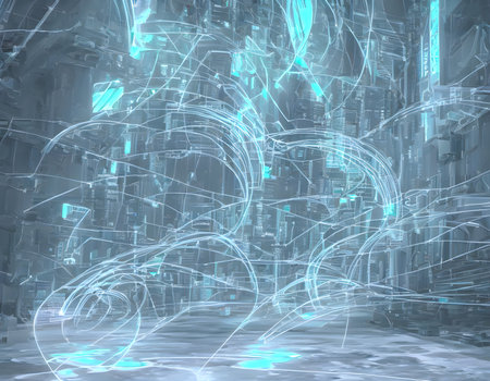 Luxury Futuristic technology transformation background with shine, elements and curve light effect decoration. Futuristic, open Ai, Global Internet connect Ai. Generative AI, illustrationの素材