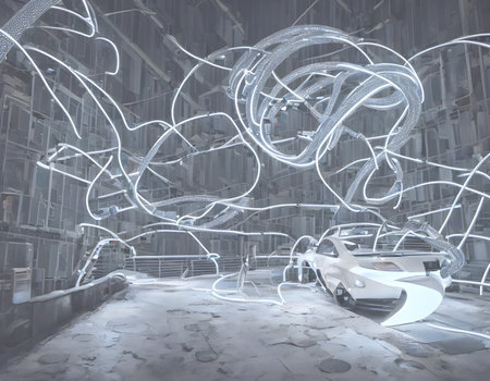 Luxury Futuristic technology transformation background with shine, elements and curve light effect decoration. Futuristic, open Ai, Global Internet connect Ai. Generative AI, illustrationの素材