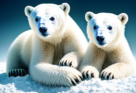 Polar bear on snowdrift melting ice floe in arctic sea. Saving the Earth before ecological catastrophy. climate change concept. AI Generative, illustrationの素材