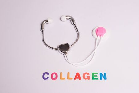 Colorful collagen with stethoscopeの写真素材