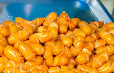 Fried hot dog or sausagesの写真素材