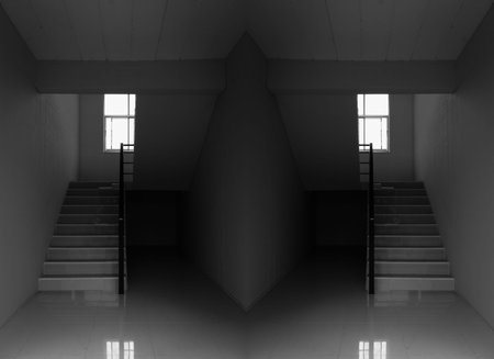 Modern colors architecture of stair and wallの写真素材