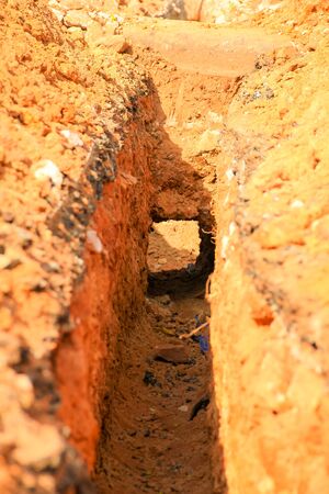digging ditches for drainage.の写真素材