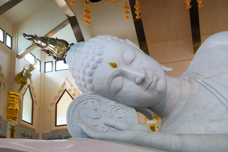 Reclining Buddha White marbleの写真素材