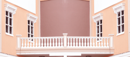 classic facade with balcony windowの写真素材