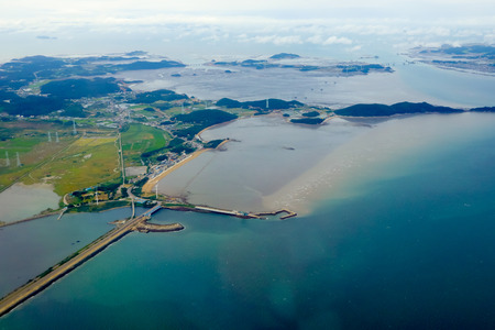 aerial photos view of South Korea islandの写真素材