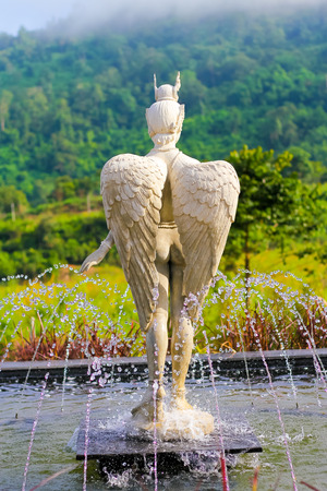 Statue of an angel with wingsの写真素材