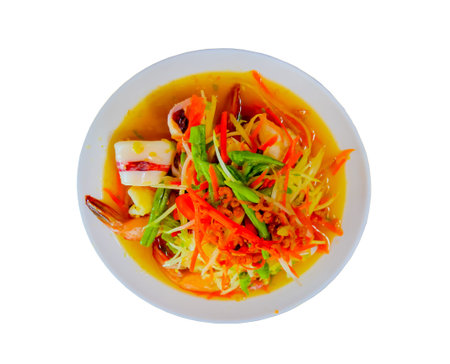 papaya salad isolated on white background
