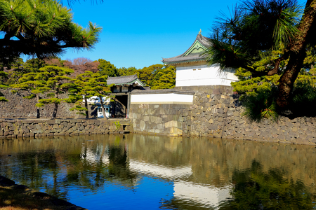 Imperial palace and Tokyo business skylineのeditorial素材