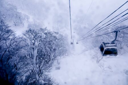 Cable car Sky on Snow mountain at Gala Yuzawa , Japanの写真素材