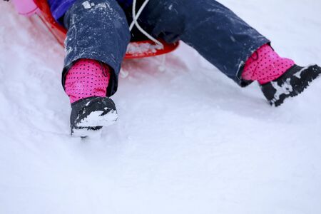 red sled for playing on the snow , Gala Yuzawa.Japanの写真素材