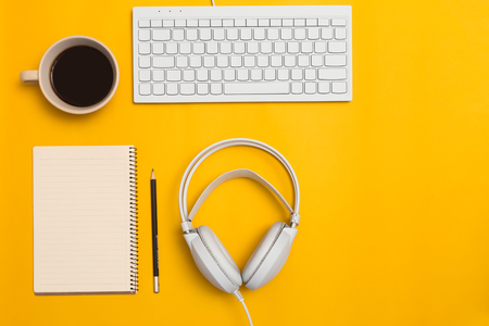 Top view Business desk, marketing and lifestyleの写真素材
