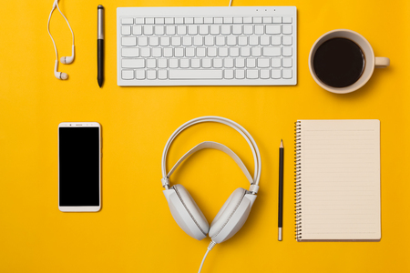 Top view Business desk, marketing and lifestyleの写真素材