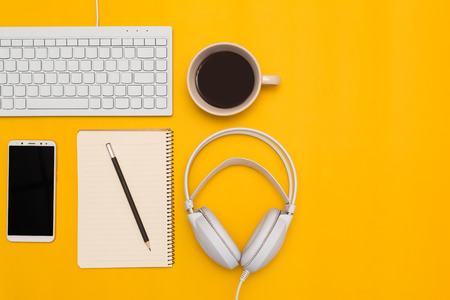 Top view Business desk, marketing and lifestyleの写真素材