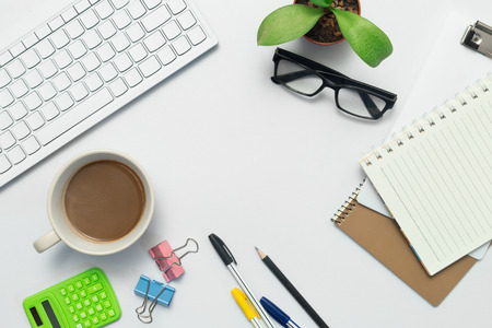 Top view of the desk and marketing business.の写真素材