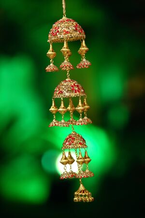 Indian Traditional Hindu Bridal Material Hanging known as Kaleerein / Kaleera / Hanging Bangle Ornamentの写真素材
