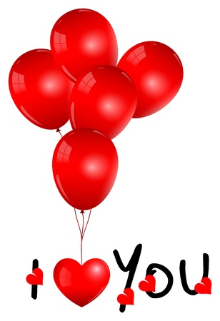 This is an illustration of a bunch of glossy red balloons carrying I LOVE YOU text  This is a RGB color mode vector Illustration file のイラスト素材